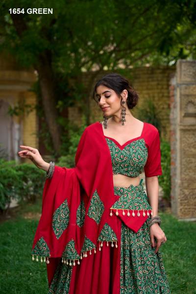 AAWIYA 1654 GREEN DESIGNER LEHENGA CHOLI WHOLESALER IN SURAT